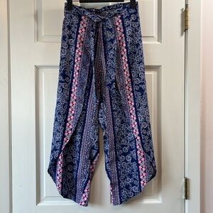 Japan Kids Paisley Floral Boho Wide Split Leg Pants - Size 14
